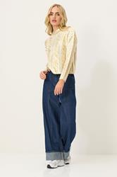 PixieGirl Petite Women's Gold Metallic Foil Cable Knit Jumper | PixieGirl 1