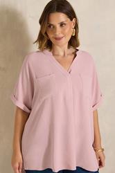 EVANS Plus Size Rose Pink Overhead Utility Shirt | Evans 3