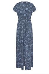 LTS Tall Blue Floral Shirred Waist Cotton Maxi Dress