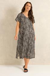 EVANS Plus Size Natural Brown Leopard Print Cotton Dress | Evans  1