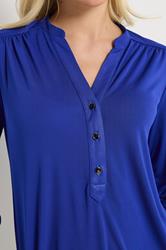 M&Co Blue Half Placket Collarless Shirt | M&Co 4