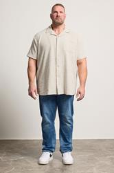 BadRhino Big & Tall Natural Brown Short Sleeve Textured Jersey Shirt | BadRhino 2