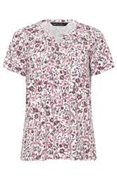 M&Co Pink Floral Short Sleeve Henley Top