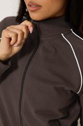 PixieGirl Petite Women's Chocolate Brown Contrast Zip Jacket | PixieGirl 4