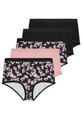 YOURSET 5 PACK Plus Size Pink Inky Floral Full Briefs | Yours Clothing 3