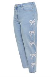 LIMITED COLLECTION Plus Size Blue Bow Barrel Leg Jeans | Yours Clothing 7