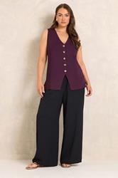 EVANS Plus Size Plum Purple Knitted Waistcoat | Evans 1