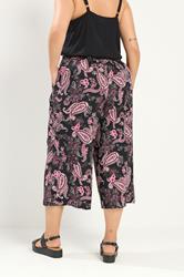 YOURS Plus Size Pink Paisley Cropped Trousers | Yours Clothing 2