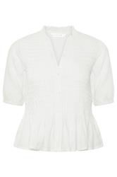 PixieGirl Petite Women's White Shirred Button Shirt | PixieGirl 4