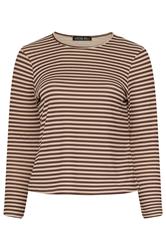LIMITED COLLECTION Plus Size Chocolate Brown & Cream Stripe Top | Yours Clothing 5