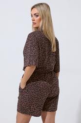 LIMITED COLLECTION Plus Size Chocolate Brown Leopard Shorts | Yours Clothing 2