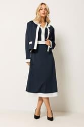 M&Co Navy Blue Colourblock Dress And Jacket Set | M&Co 3