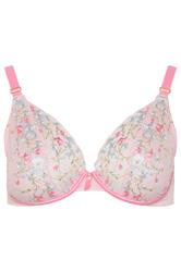 YOURS Plus Size Pink Lace Underwired Non Padded Bra | Yours Clothing 5