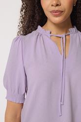 M&Co Purple Pastel Tie Neck Frill Sleeve Blouse | M&Co 4