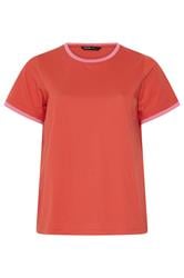 YOURS Curve Orange Contrast Trim T-Shirt