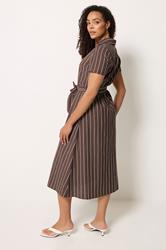 M&Co Chocolate Brown Striped Shirt Dress | M&Co 4