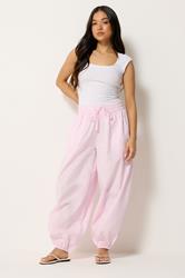 PixieGirl Petite Women's Pink Cotton Poplin Barrel Leg Trousers | PixieGirl 3