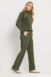 LTS Tall Women's Khaki Green Pipe Wide Leg Trousers | Long Tall Sally 3