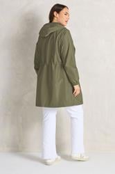 EVANS Plus Size Khaki Green Lightweight Rain Jacket | Evans 4