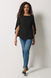 M&Co Black Long Angel Sleeve Blouse | M&Co 1