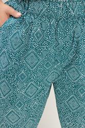 YOURS Plus Size Green Paisley Cropped Trousers | Yours Clothing 4