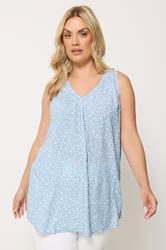 YOURS Plus Size Blue Ditsy Floral Cami Vest Top | Yours Clothing 3