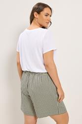 YOURS Plus Size Brown Gingham Shorts | Yours Clothing 2