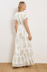 LTS Tall Women's Cream Paisley Metallic Sheer Maxi Dress | Long Tall Sally 2
