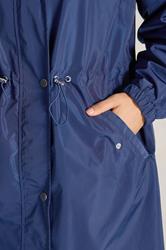 EVANS Plus Size Navy Blue Lightweight Rain Jacket | Evans 5