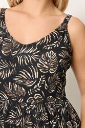 YOURS Plus Size Black Leaf Print Tiered Maxi Dress | Yours Clothing 4