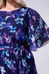YOURS LONDON Plus Size Blue Floral Pleated Maxi Dress | Yours Clothing 4