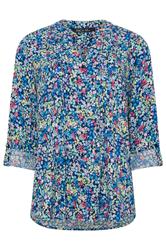 M&Co Blue Ditsy Floral Pintuck Blouse | M&Co 5