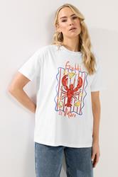 LTS Tall Women's White Lobster Graphic Oversized T-Shirt | Long Tall Sally 1