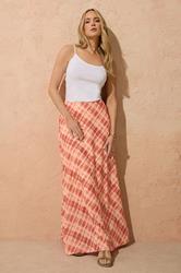 LTS Tall Women's Pink & Orange Abstract Check Maxi Skirt | Long Tall Sally 3