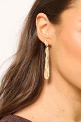 Gold Tone Long Molten Drop Earrings | Yours Clothing 2