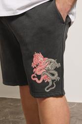 BadRhino Big & Tall Black Japanese Printed Jogger Shorts | BadRhino 4