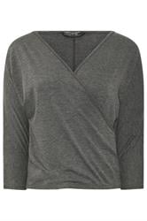 PixieGirl Petite Charcoal Grey Wrap Top