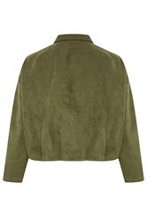 YOURS Plus Size Khaki Green Suedette Bomber Jacket | Yours Clothing 2