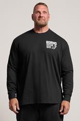 BDRNO Premium Big & Tall Black Printed Long Sleeve T-Shirt | BadRhino 4