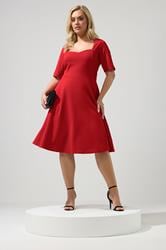 YOURS LONDON Plus Size Red Midi Skater Dress | Yours Clothing 3