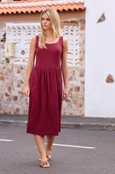 M&Co Petite Berry Purple Linen Midi Dress | M&Co 3