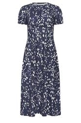 PixieGirl Petite Navy Blue Spot Print Midi Dress