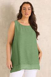 EVANS Plus Size Khaki Green Double Layer Vest Top | Evans 1