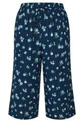 YOURS Plus Size Navy Blue Floral Crop Trousers | Yours Clothing 5