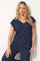 LTS Tall Women's Navy Blue Textured Top | Long Tall Sally 3