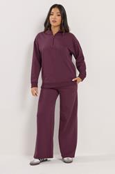 PixieGirl Petite Women's Burgundy Red 'Monte Carlo' Slogan Quarter Zip Sweatshirt | PixieGirl 1