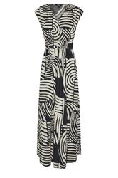 LTS Tall Robe cache-cœur longue en coton noir à motif abstrait