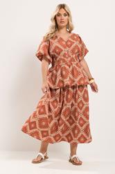 YOURS Plus Size Rust Orange Abstract Skirt 2