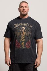 BadRhino Big & Tall Black Extra Long Motley Crue Acid Wash Graphic T-Shirt | BadRhino 3