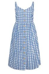 YOURS Curve Blue Gingham Linen Dress